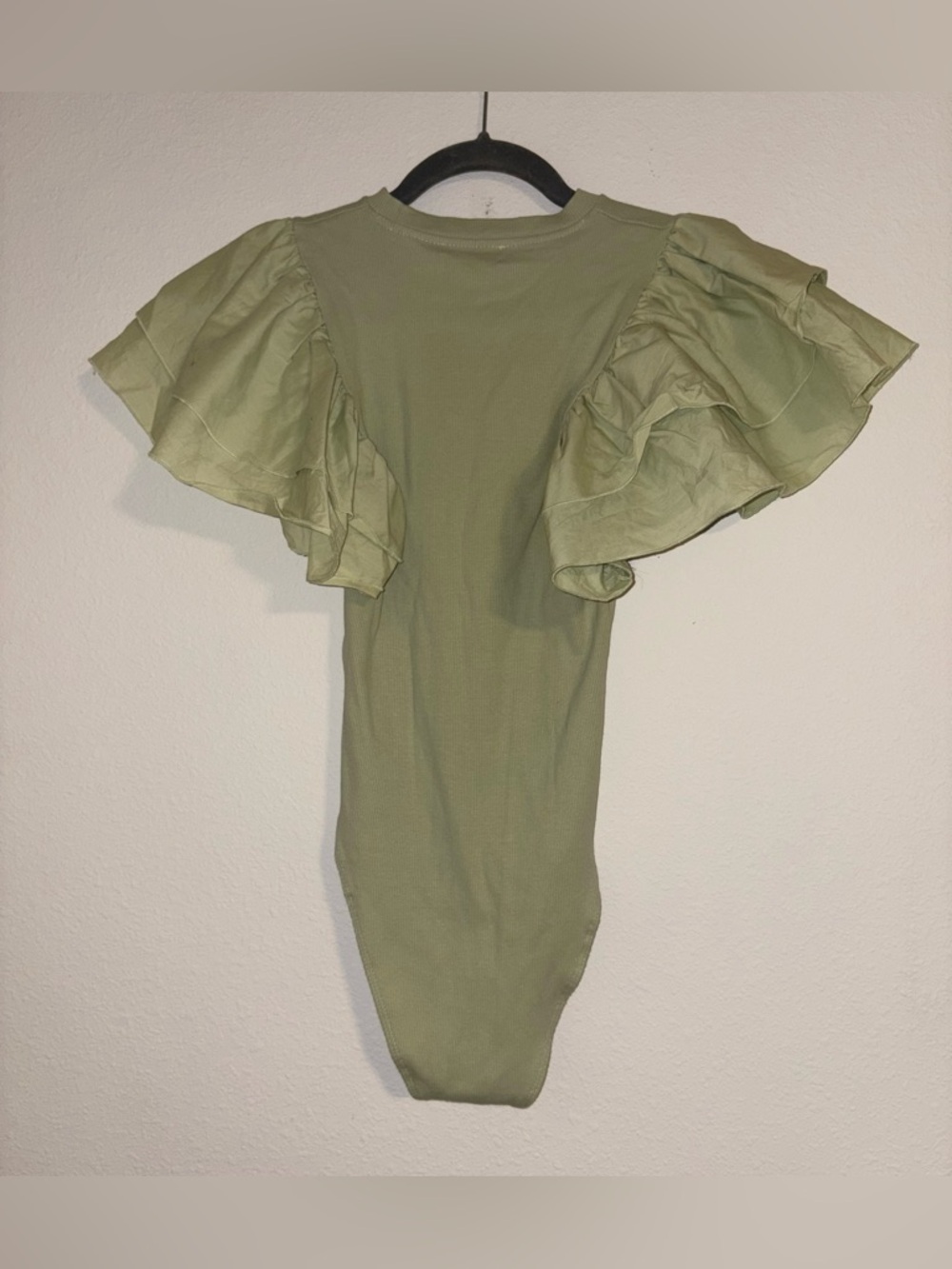 Zara Light Lime Puff-Sleeve Ribbed Bodysuit Size Small - Picture 5 of 6